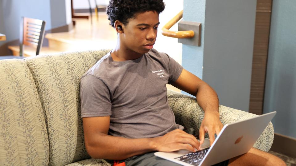 Participant in front of computer